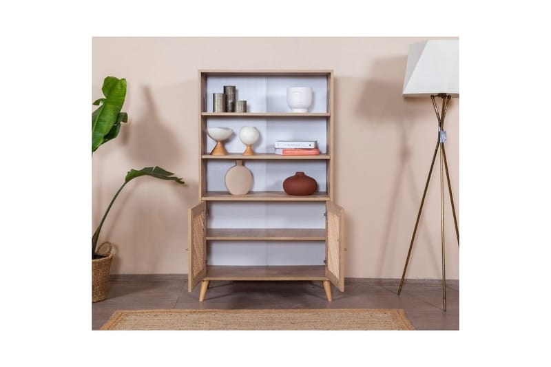 Velin Bokhylle 90 cm - Hvit/Lysfarget tre - Oppbevaring - Hyller - Bokhylle