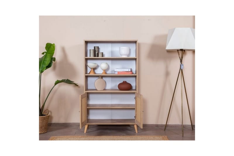 Velin Bokhylle 90 cm - Hvit/Lysfarget tre - Oppbevaring - Hyller - Bokhylle