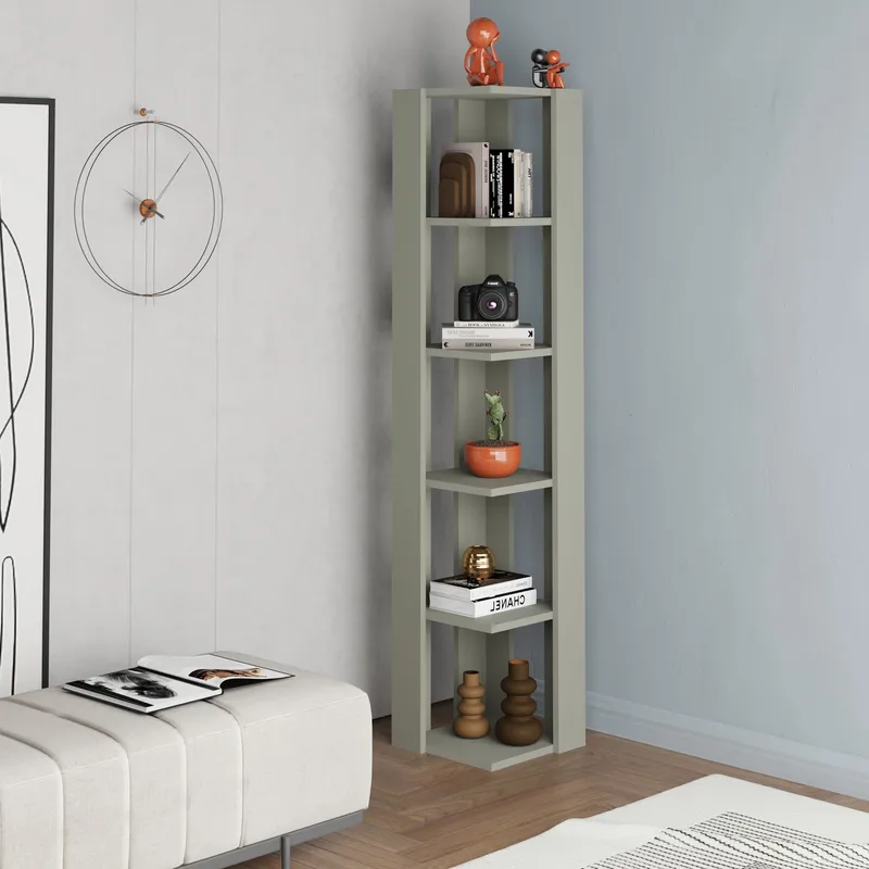 Verina Bokhylle 161 cm - Ash Green - Oppbevaring - Hyller - Hjørnehylle