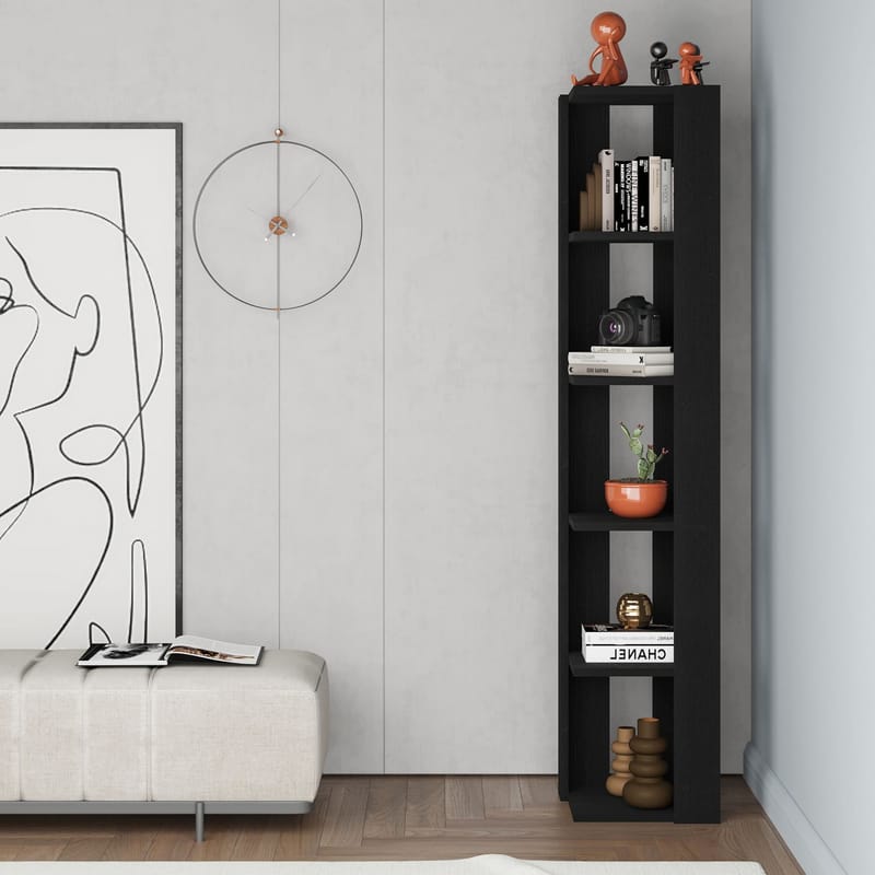 Verina Bokhylle 161 cm - Black Wood - Oppbevaring - Hyller - Hjørnehylle