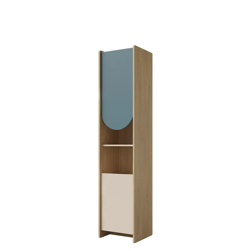 Zarek bokhylle 44x198 cm, brun, blå, beige