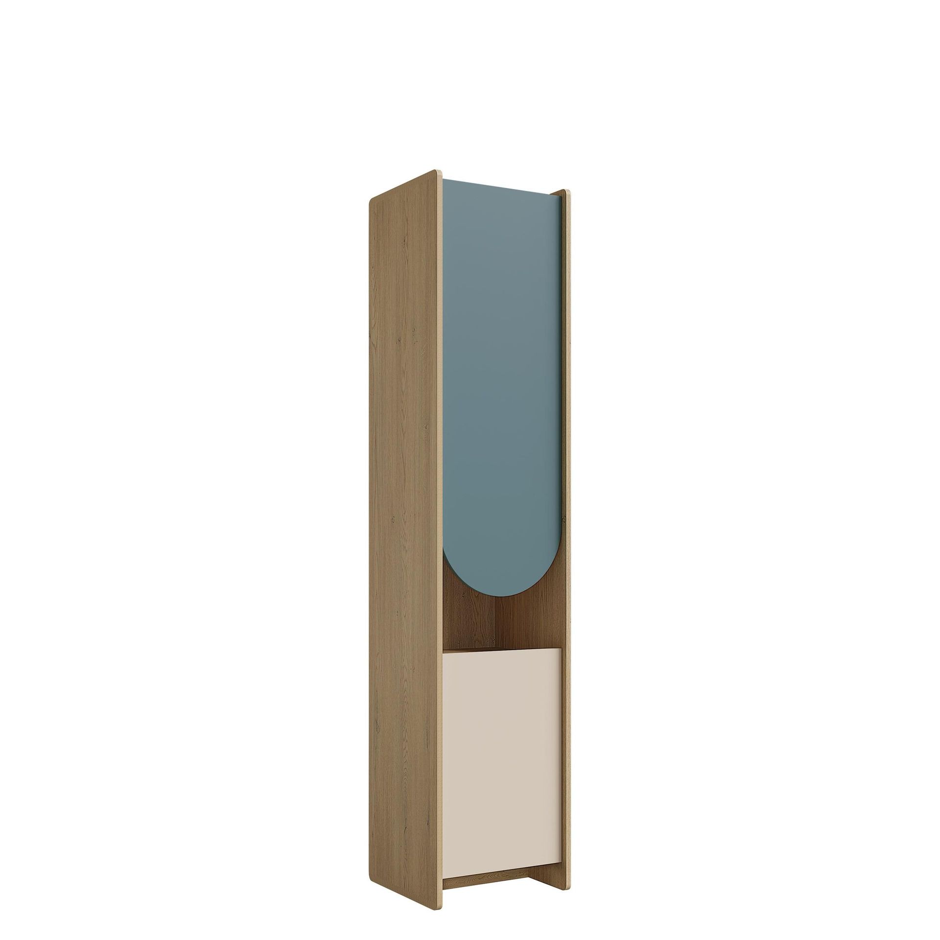 Zarek bokhylle 44x198 cm - brun, blå, beige