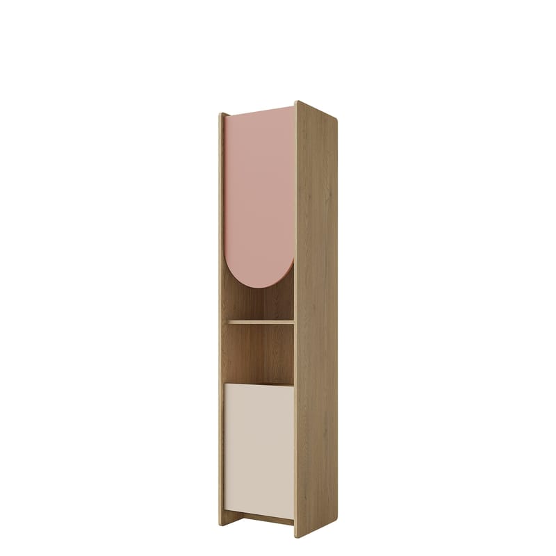 Zarek bokhylle 44x198 cm, brun, rosa, beige