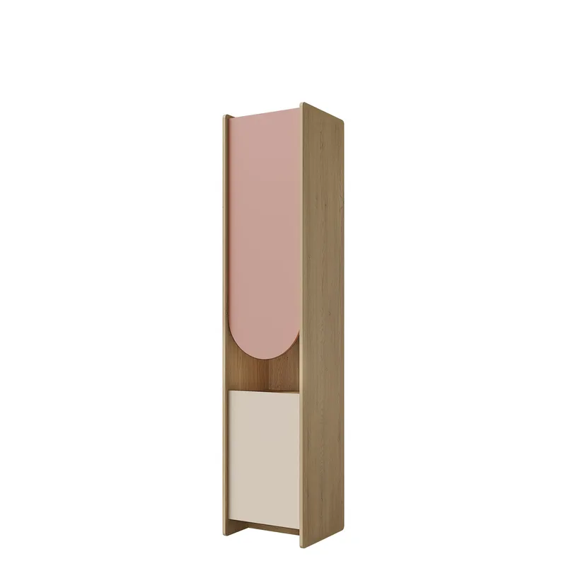 Zarek bokhylle 44x198 cm, brun, rosa, beige