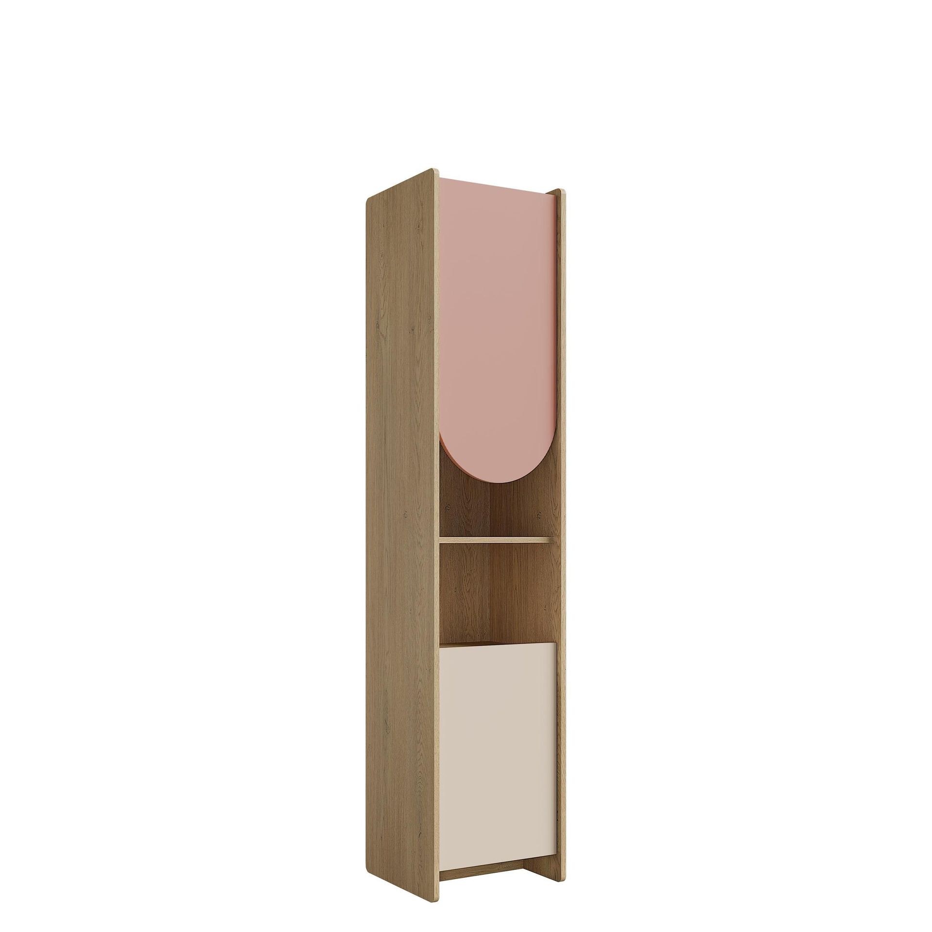 Zarek bokhylle 44x198 cm - brun, rosa, beige