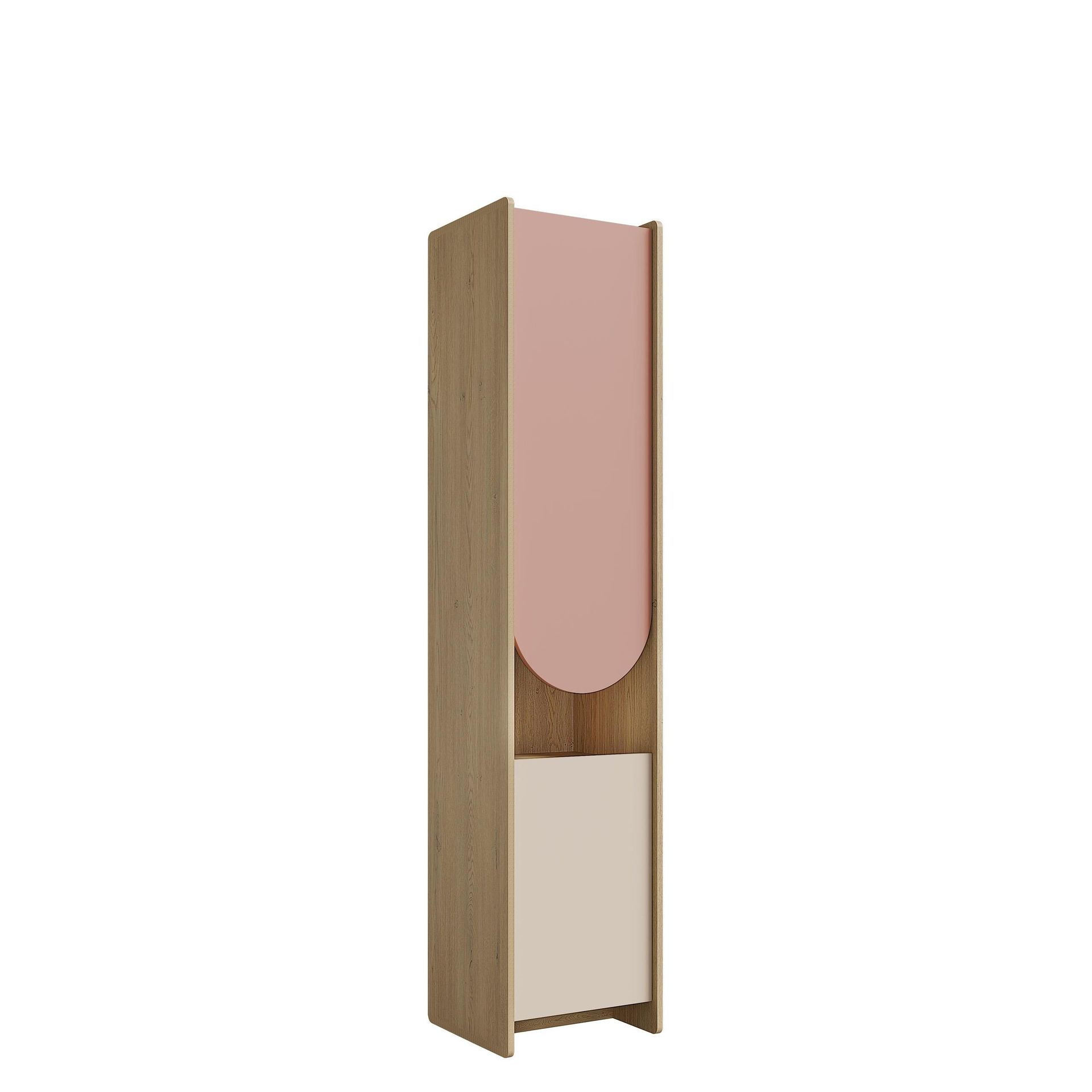 Zarek bokhylle 44x198 cm - brun, rosa, beige