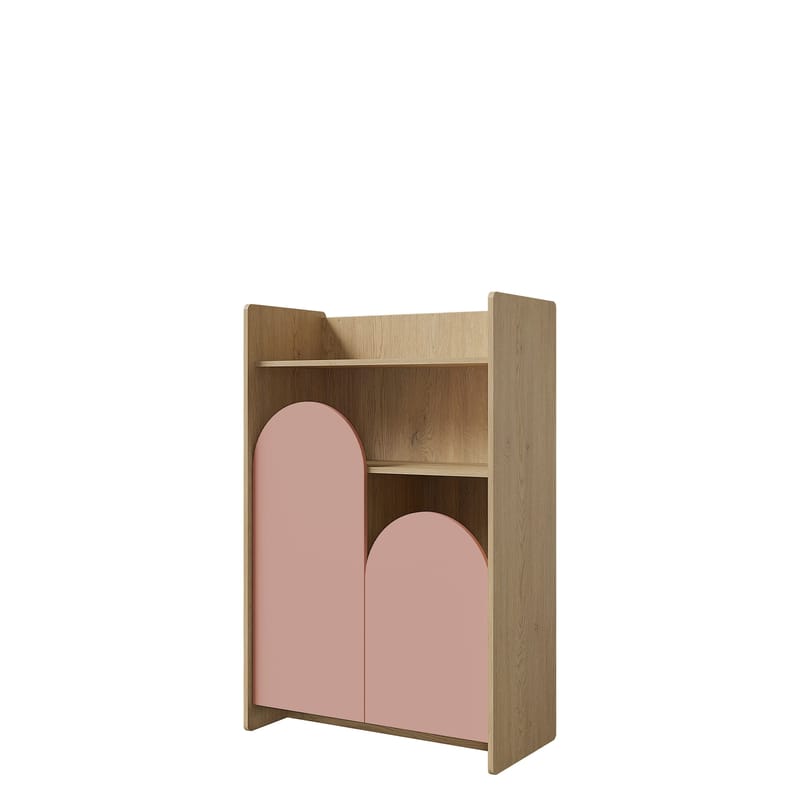 Zarek bokhylle 84x128 cm, brun og rosa