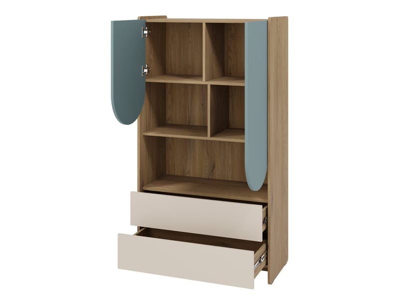 Zarek bokhylle 84x151 cm - brun, blå, beige - Oppbevaring - Hyller - Bokhylle