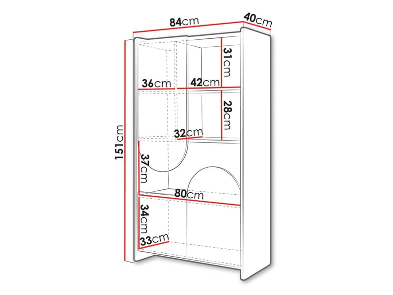 Zarek bokhylle 84x151 cm - brun, rosa, beige - Oppbevaring - Hyller - Bokhylle