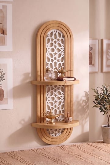 Zayra Vegghylle 26x70 cm i Tre med Plastbakstykke - Brun - Oppbevaring - Hyller - Vegghylle