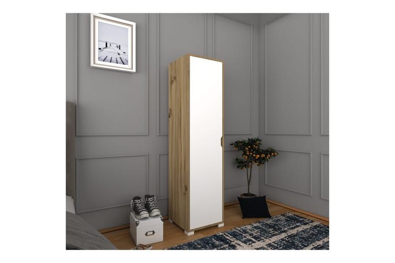 Garderobe Doranstead Lys Valnøtt / Hvit - Hvit/Lysfarget tre - Oppbevaring - Klesoppbevaring - Garderober & garderobesystem