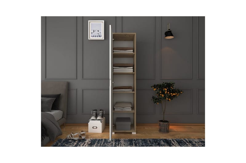 Garderobe Doranstead Lys Valnøtt / Hvit - Hvit/Lysfarget tre - Oppbevaring - Klesoppbevaring - Garderober & garderobesystem