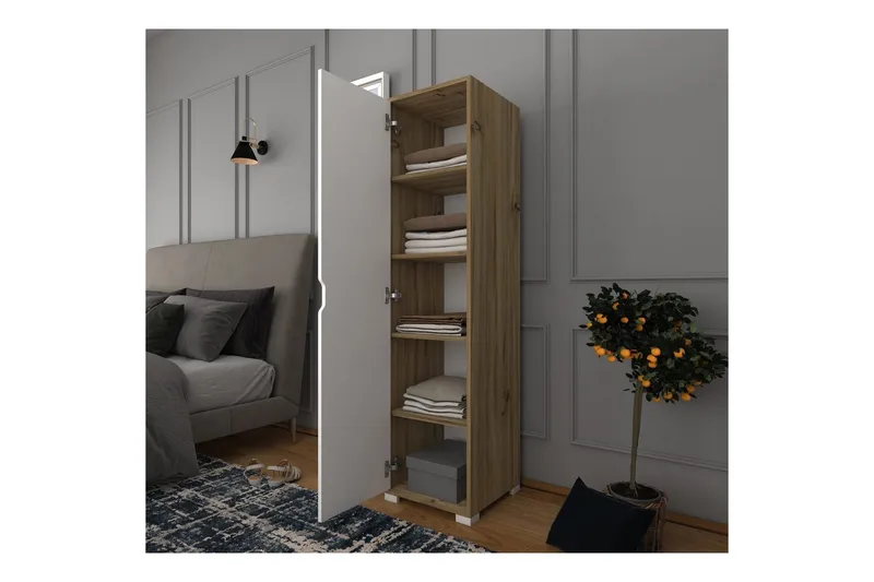 Garderobe Doranstead Lys Valnøtt / Hvit - Hvit/Lysfarget tre - Oppbevaring - Klesoppbevaring - Garderober & garderobesystem - Garderobeskap & klesskap
