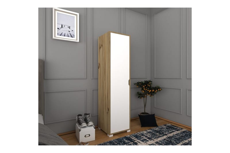 Garderobe Doranstead Lys Valnøtt / Hvit, Hvit/Lysfarget tre