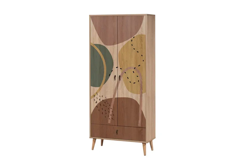 Bertoaria Garderobe 80x190 cm Brun - Hanah Home - Oppbevaring - Klesoppbevaring - Garderober & garderobesystem