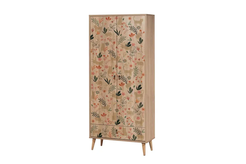 Bertoaria Garderobe 80x190 cm Brun - Hanah Home - Oppbevaring - Klesoppbevaring - Garderober & garderobesystem