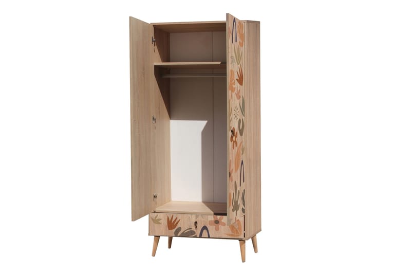 Bertoaria Garderobe 80x190 cm Brun - Hanah Home - Oppbevaring - Klesoppbevaring - Garderober & garderobesystem