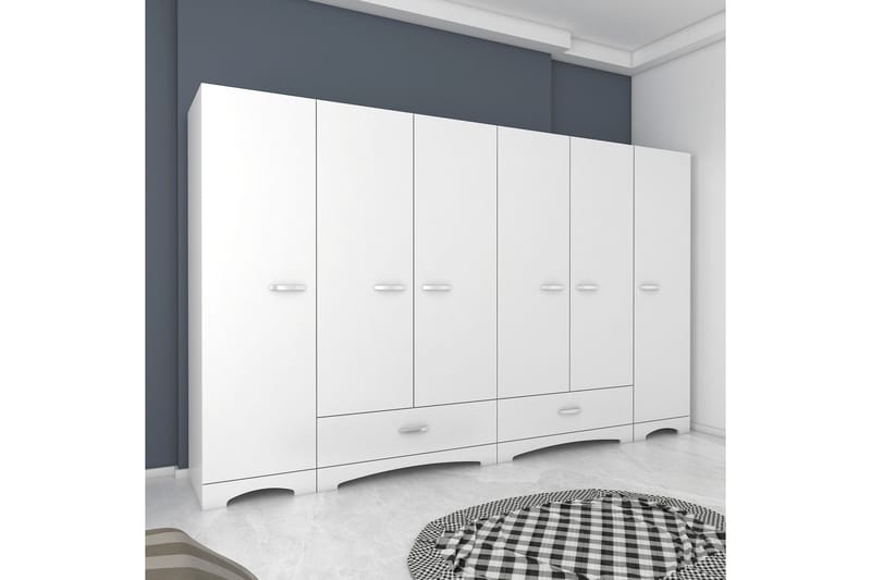 Jaitun Garderobeskap 243x181 cm Hvit - Hanah Home - Oppbevaring - Klesoppbevaring - Garderober & garderobesystem