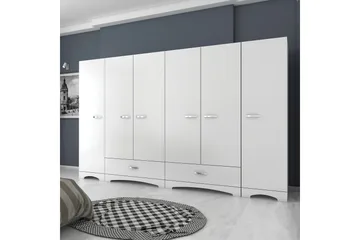 Jaitun Garderobeskap 243x181 cm Hvit - Hanah Home - Oppbevaring - Klesoppbevaring - Garderober & garderobesystem
