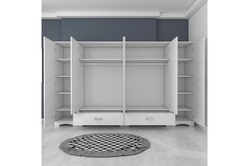 Jaitun Garderobeskap 243x181 cm Hvit - Hanah Home - Oppbevaring - Klesoppbevaring - Garderober & garderobesystem