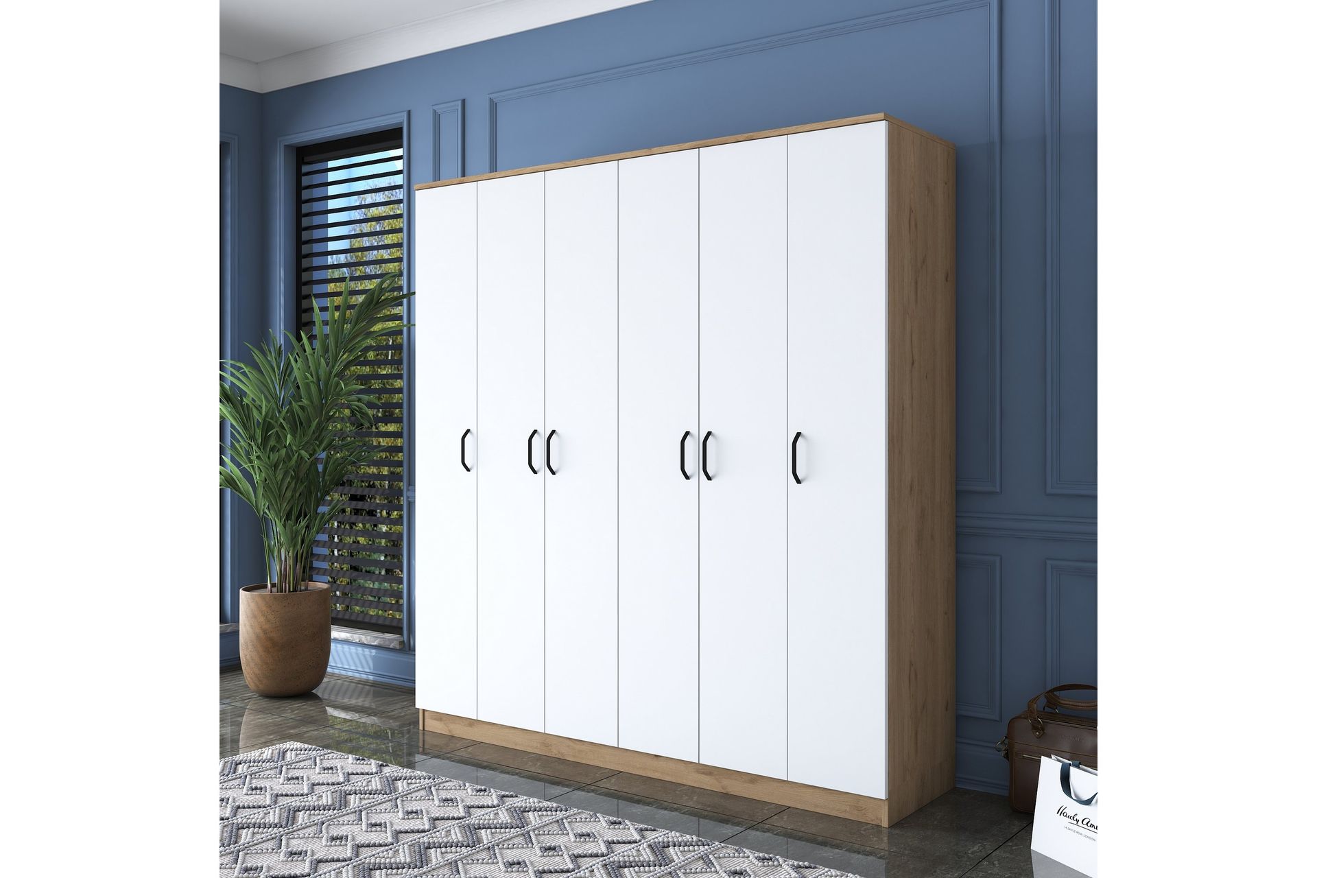 Jaidul Garderobeskap 180x190,8 cm Brun/Hvit - Hanah Home - Oppbevaring - Klesoppbevaring - Garderober & garderobesystem