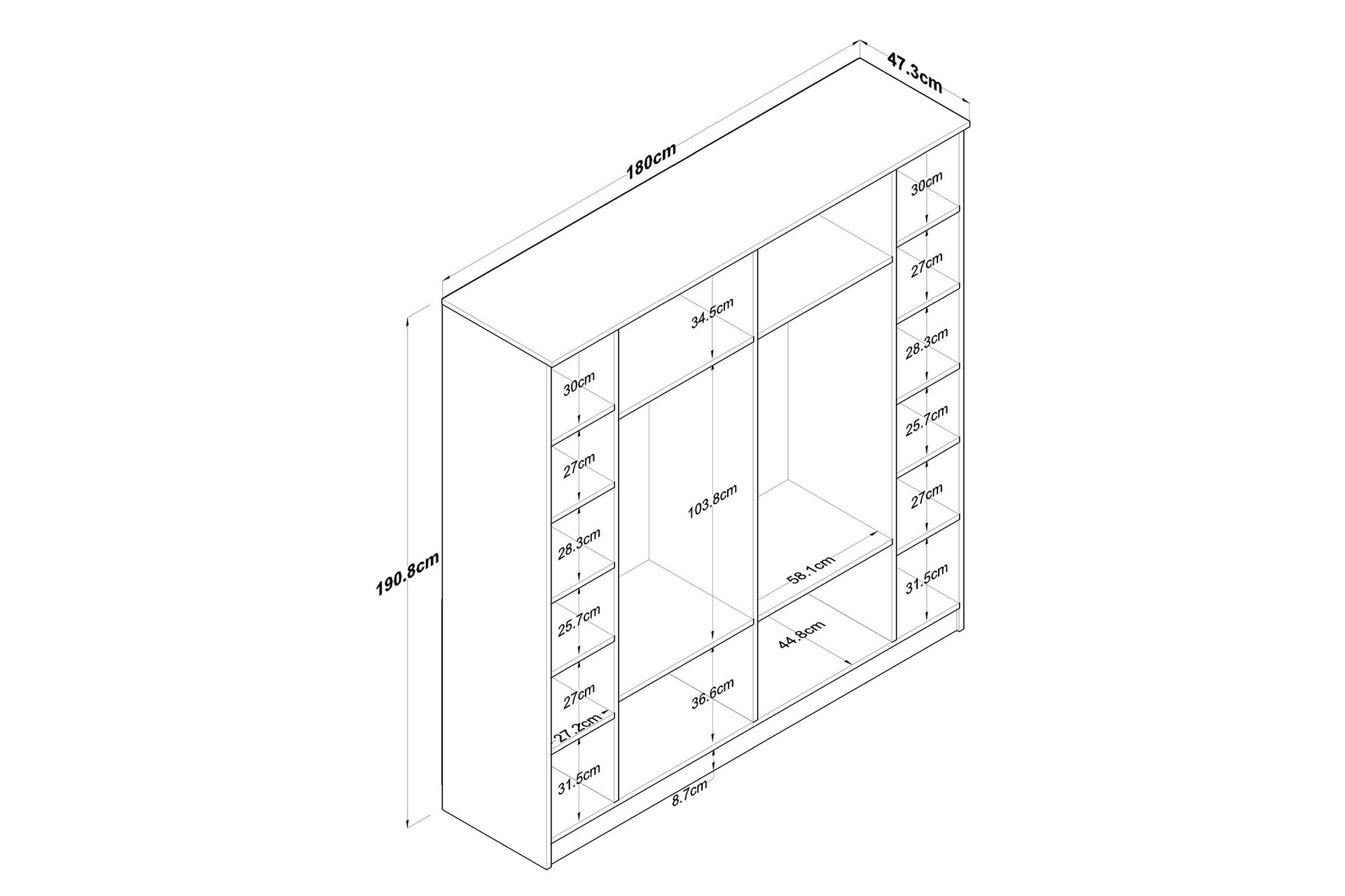 Jaidul Garderobeskap 180x190,8 cm Brun/Hvit - Hanah Home - Oppbevaring - Klesoppbevaring - Garderober & garderobesystem