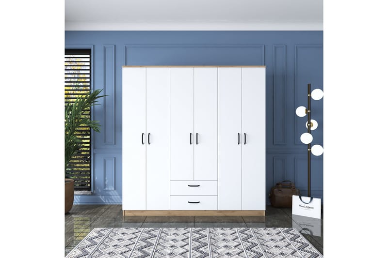 Jahani Garderobeskap 180x190,8 cm Brun/Hvit - Hanah Home - Oppbevaring - Klesoppbevaring - Garderober & garderobesystem