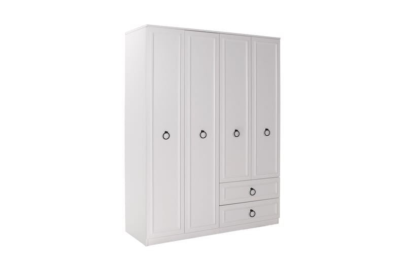 Ajra Garderobeskap 140x185 cm Hvit - Hanah Home - Oppbevaring - Klesoppbevaring - Garderober & garderobesystem