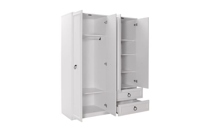 Ajra Garderobeskap 140x185 cm Hvit - Hanah Home - Oppbevaring - Klesoppbevaring - Garderober & garderobesystem