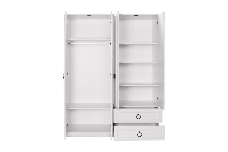 Ajra Garderobeskap 140x185 cm Hvit - Hanah Home - Oppbevaring - Klesoppbevaring - Garderober & garderobesystem