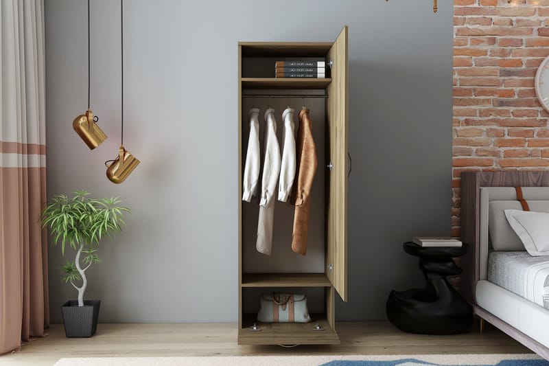 Kleoo Garderobeskap 50x187 cm Brun - Hanah Home - Oppbevaring - Klesoppbevaring - Garderober & garderobesystem