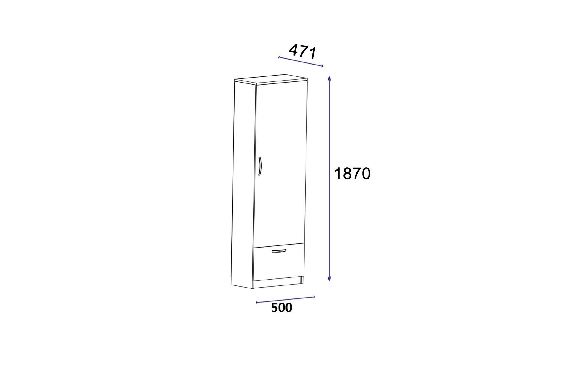 Kleoo Garderobe 50x187 cm Antrasitt - Hanah Home - Oppbevaring - Klesoppbevaring - Garderober & garderobesystem
