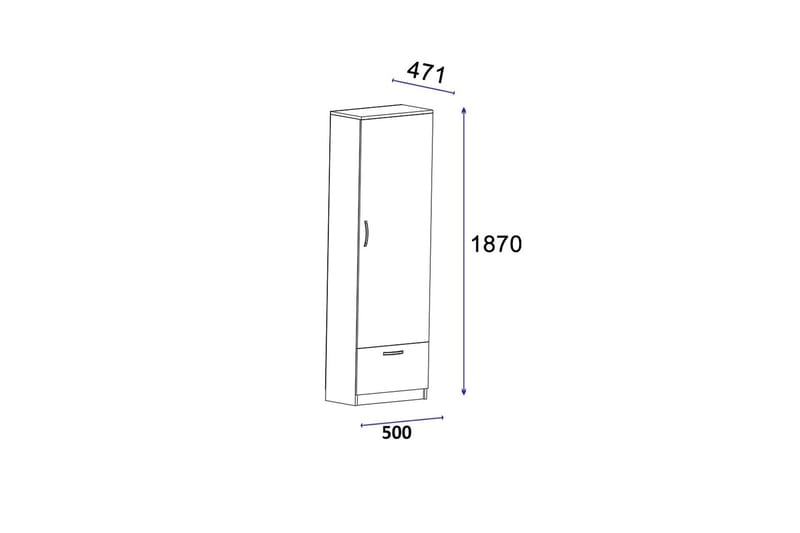 Kleoo Garderobeskap 50x187 cm Brun - Hanah Home - Oppbevaring - Klesoppbevaring - Garderober & garderobesystem