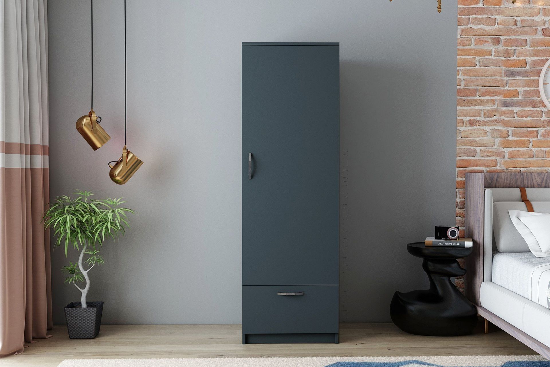 Kleoo Garderobe 50x187 cm Antrasitt - Hanah Home - Oppbevaring - Klesoppbevaring - Garderober & garderobesystem