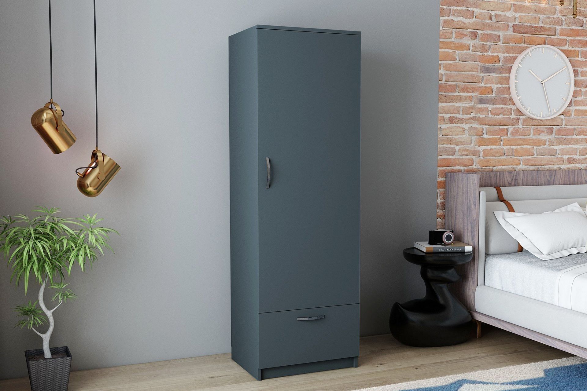 Kleoo Garderobe 50x187 cm Antrasitt - Hanah Home - Oppbevaring - Klesoppbevaring - Garderober & garderobesystem