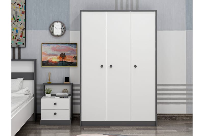 Berdez Garderobe 120x182 cm Antrasitt/Hvit - Hanah Home - Oppbevaring - Klesoppbevaring - Garderober & garderobesystem