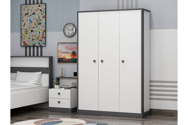 Berdez Garderobe 120x182 cm Antrasitt/Hvit - Hanah Home - Oppbevaring - Klesoppbevaring - Garderober & garderobesystem