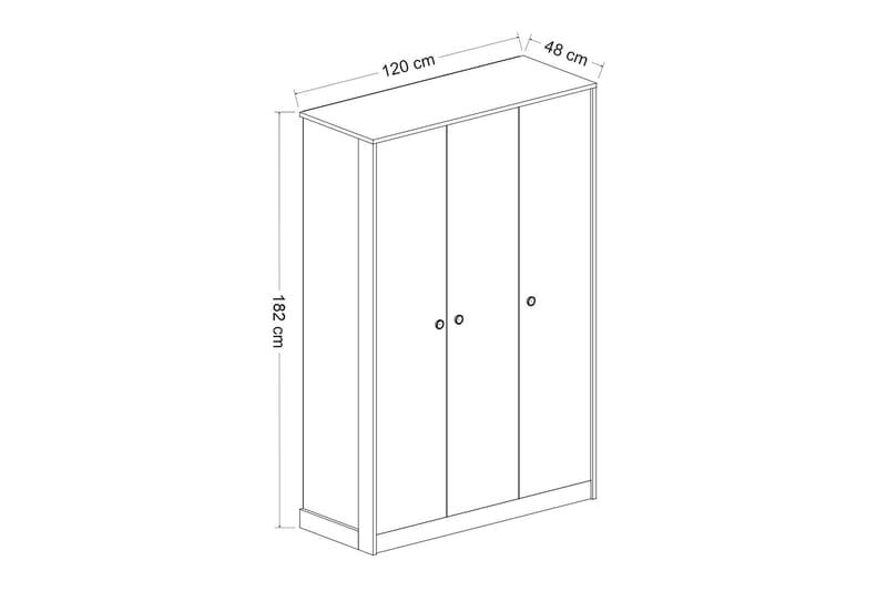 Berdez Garderobe 120x182 cm Antrasitt/Hvit - Hanah Home - Oppbevaring - Klesoppbevaring - Garderober & garderobesystem