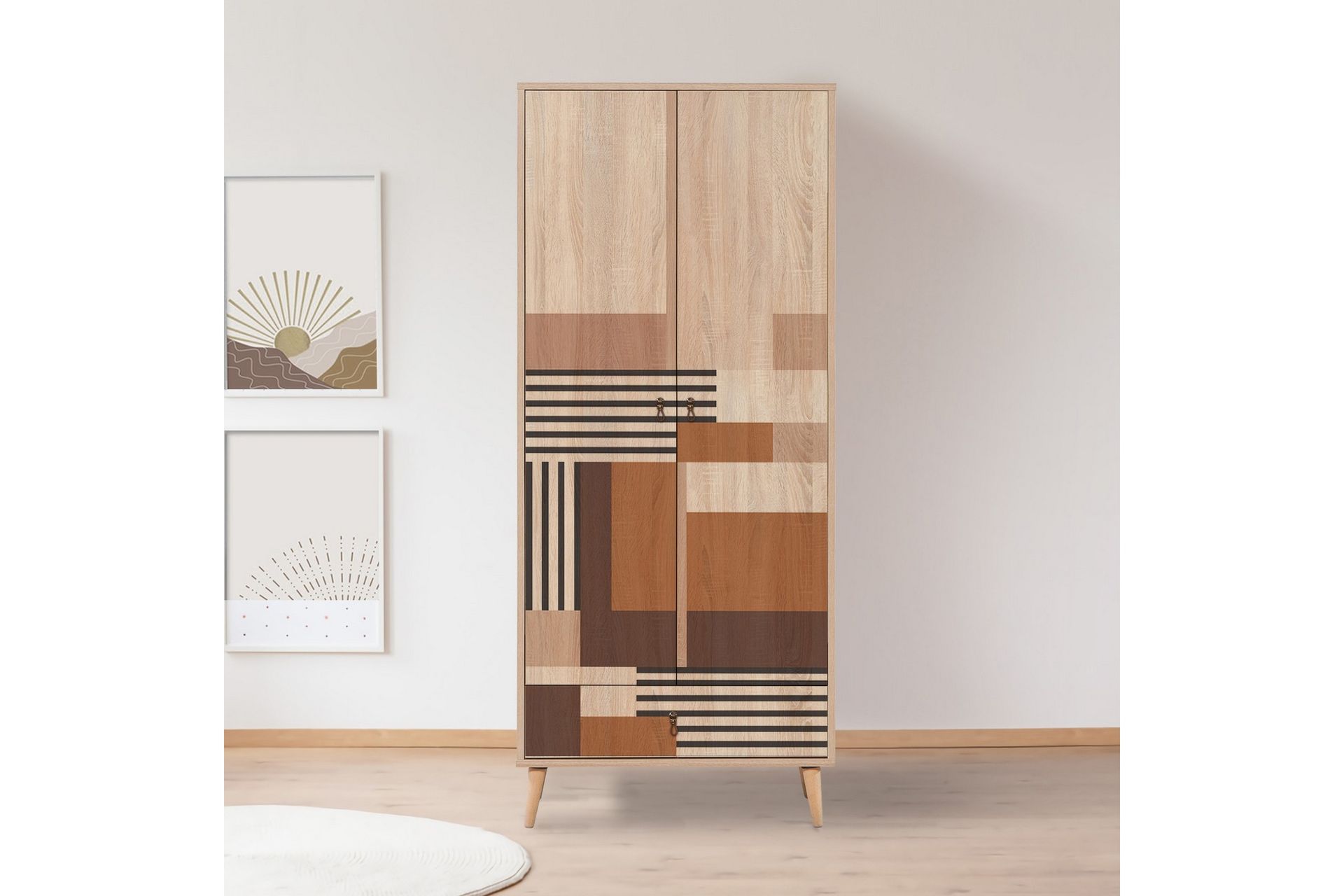 Bertoaria Garderobe 80x190 cm Brun - Hanah Home - Oppbevaring - Klesoppbevaring - Garderober & garderobesystem
