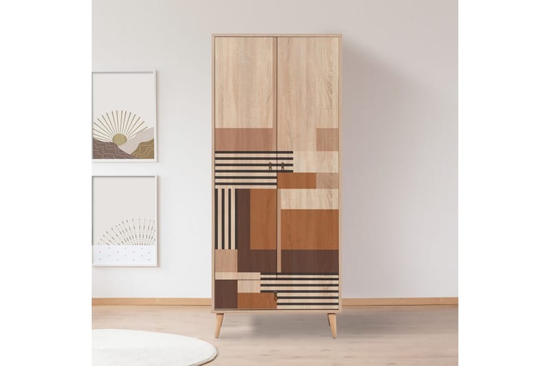 Bertoaria Garderobe 80x190 cm Brun - Hanah Home - Oppbevaring - Klesoppbevaring - Garderober & garderobesystem
