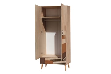 Bertoaria Garderobe 80x190 cm Brun - Hanah Home - Oppbevaring - Klesoppbevaring - Garderober & garderobesystem