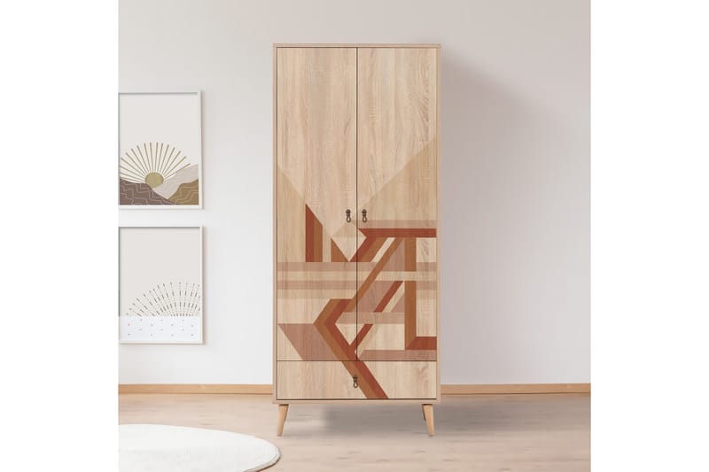 Bertoaria Garderobe 80x190 cm Brun - Hanah Home - Oppbevaring - Klesoppbevaring - Garderober & garderobesystem