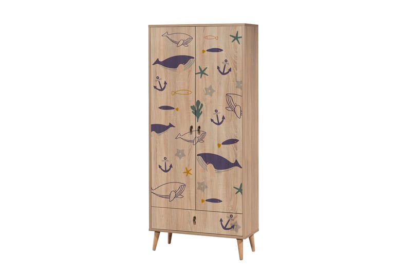 Bertoaria Garderobe 80x190 cm Brun - Hanah Home - Oppbevaring - Klesoppbevaring - Garderober & garderobesystem