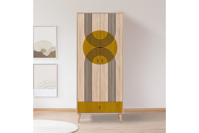 Bertoaria Garderobe 80x190 cm Brun - Hanah Home - Oppbevaring - Klesoppbevaring - Garderober & garderobesystem