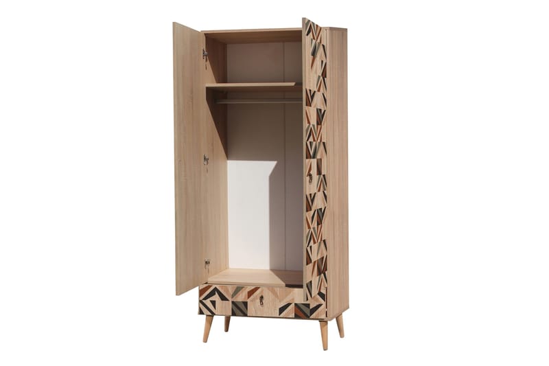 Bertoaria Garderobe 80x190 cm Brun - Hanah Home - Oppbevaring - Klesoppbevaring - Garderober & garderobesystem