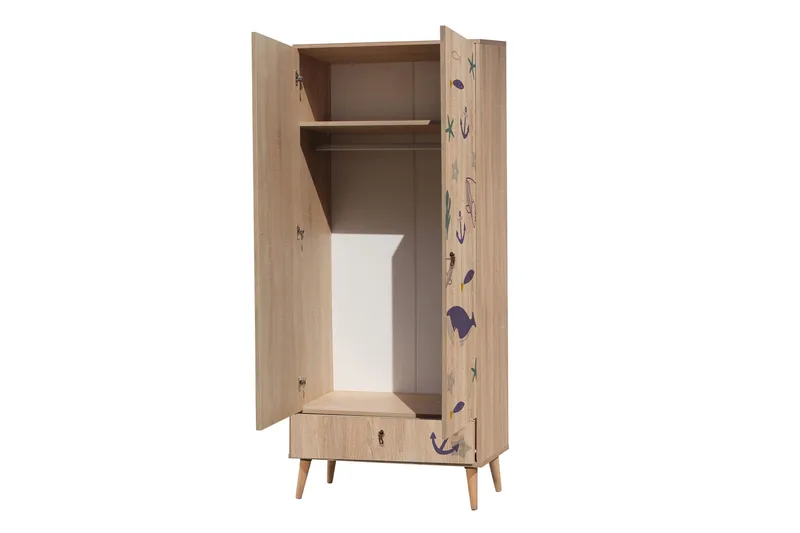 Bertoaria Garderobe 80x190 cm Brun - Hanah Home - Oppbevaring - Klesoppbevaring - Garderober & garderobesystem