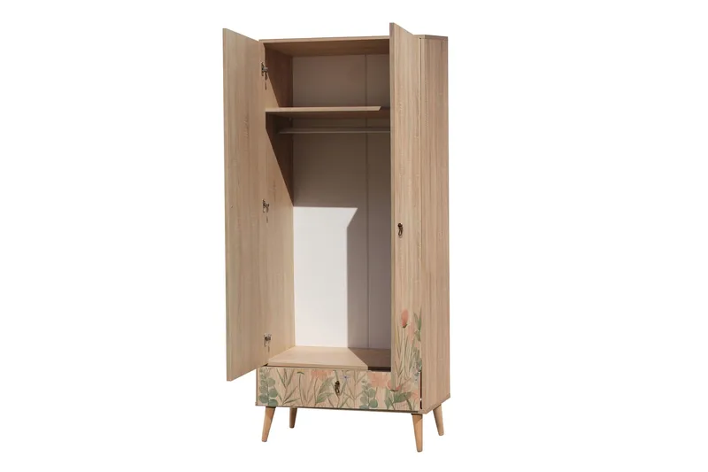 Bertoaria Garderobe 80x190 cm Brun - Hanah Home - Oppbevaring - Klesoppbevaring - Garderober & garderobesystem