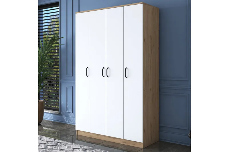 Jaioni Garderobeskap 120x190,8 cm Brun/Hvit - Hanah Home - Oppbevaring - Klesoppbevaring - Garderober & garderobesystem