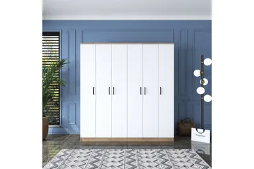 Jaidul Garderobeskap 180x190,8 cm Brun/Hvit - Hanah Home - Oppbevaring - Klesoppbevaring - Garderober & garderobesystem