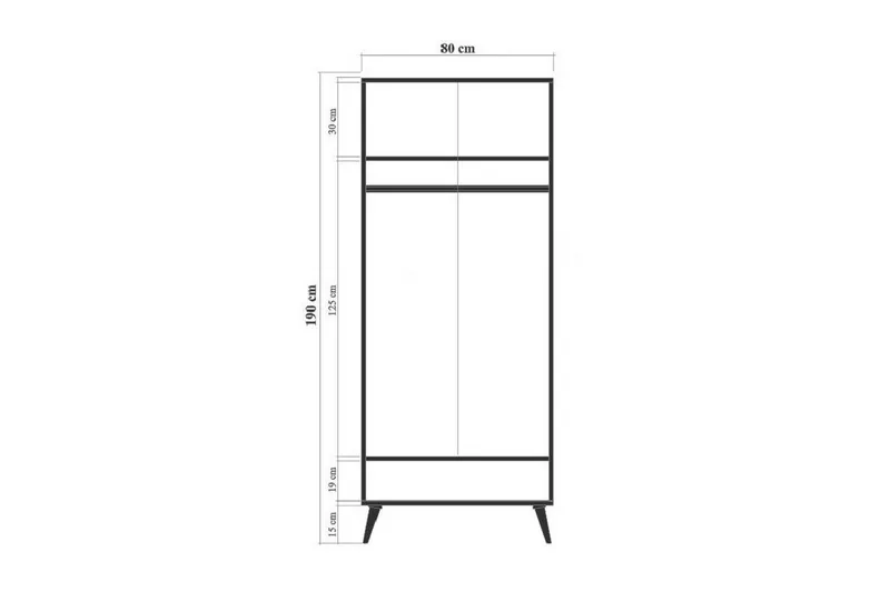 Bertoaria Garderobe 80x190 cm Brun - Hanah Home - Oppbevaring - Klesoppbevaring - Garderober & garderobesystem